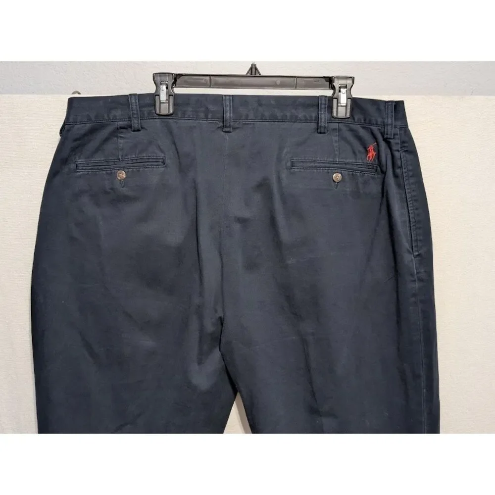 Polo Ralph Lauren Ethan Pants 100% Cotton Navy Blue Red Pony Men's Size 40x32